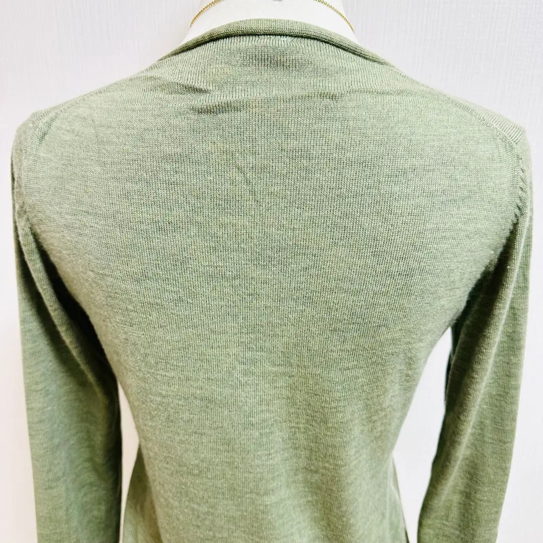 Uniqlo 100% stretch wool high gauge knit cardigan Sage Green