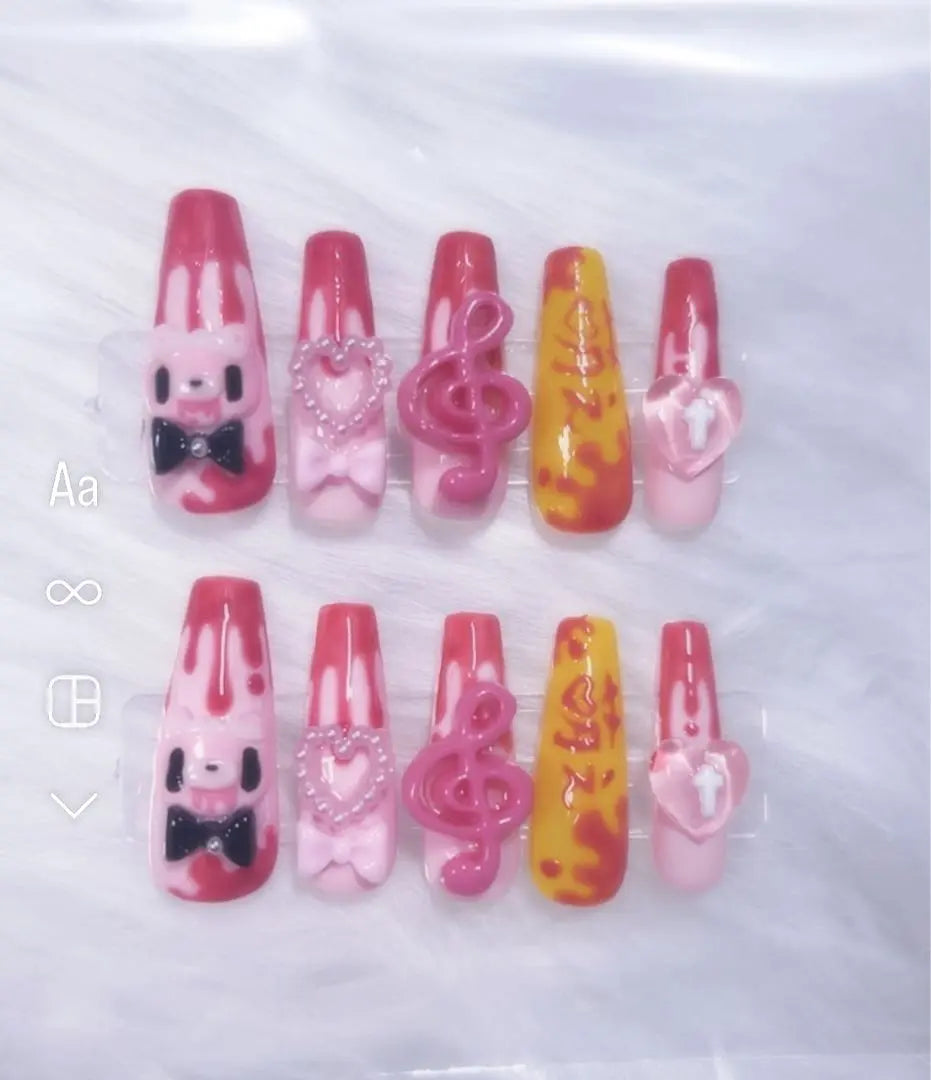 Actual product: Heisei Girls Nail Tip, Mass Production, Landmine Type, Omelette Rice, Bear, Pink Y2K