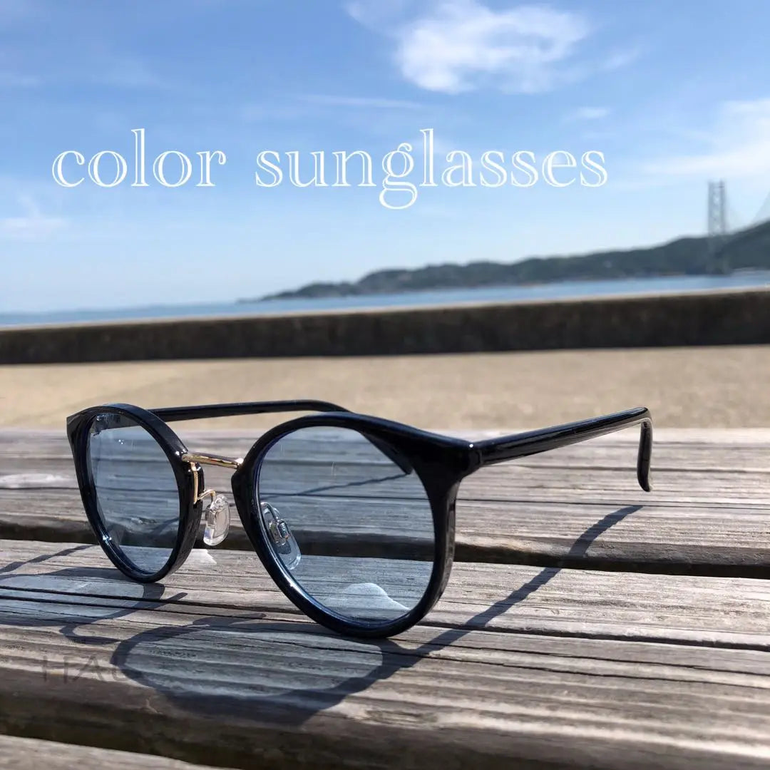 ⚪︎New Boston Gold Bridge Sunglasses Blue Collar Lens