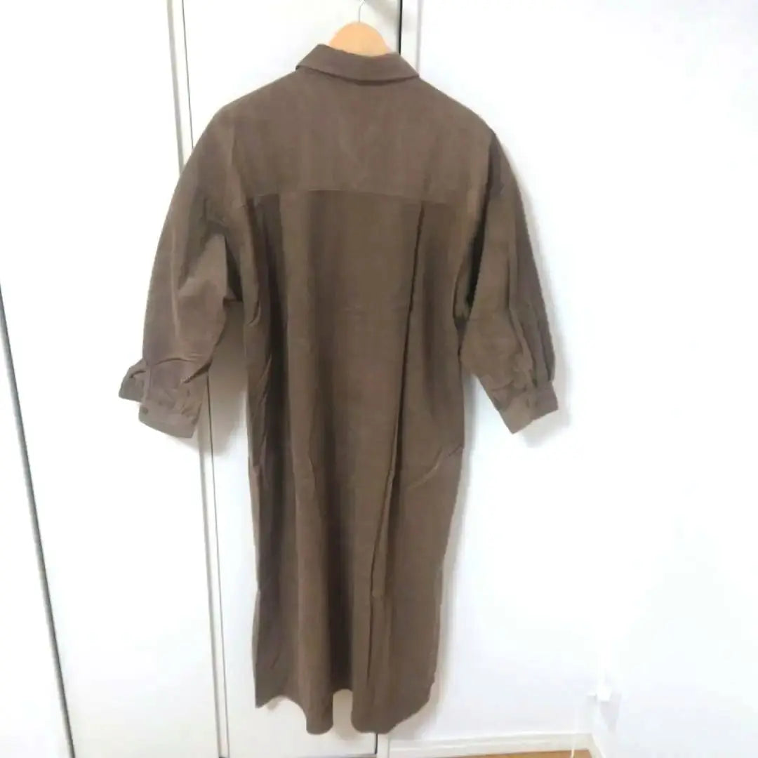 Corduroy dress size F large size brown women's