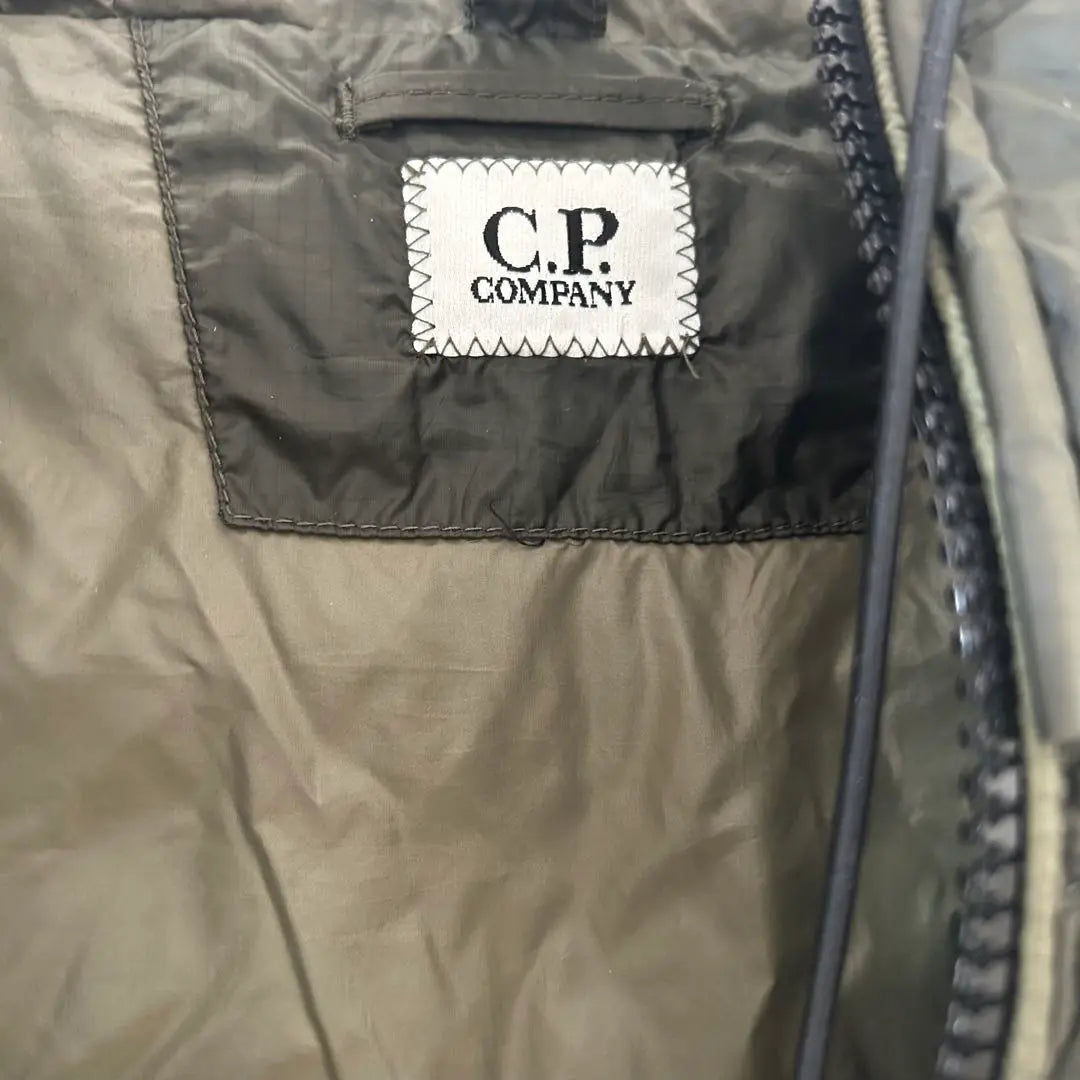 C.P. COMPANY Down Vest Khaki Hood with Sunglasses