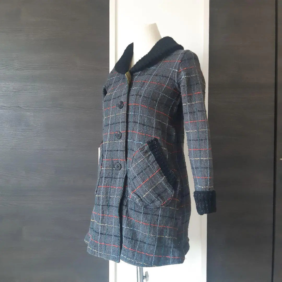 Sato Textile M&KYOKO Reversible Jacket Silk Blend Knit Coat Check