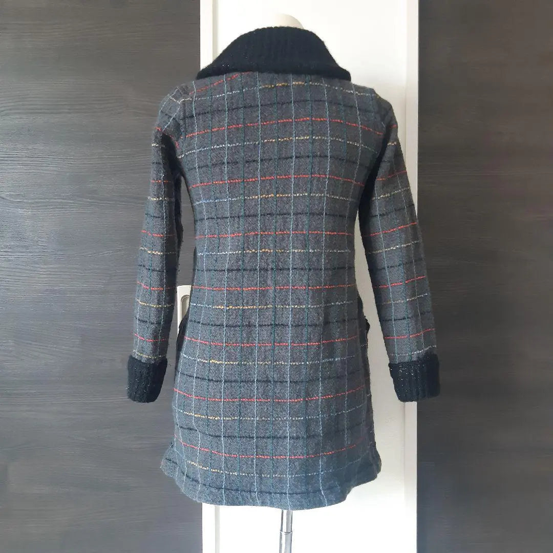 Sato Textile M&KYOKO Reversible Jacket Silk Blend Knit Coat Check