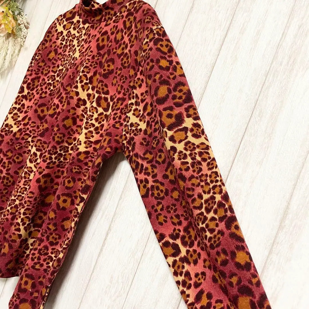 [TOMOMI] Patrón total patrón de leopardo corte de cuello simulado -coser/Manga larga primavera/invierno/Mrs. | 【tomomi】総柄 ヒョウ柄 モックネック カットソー/長袖 春 秋冬/ミセス