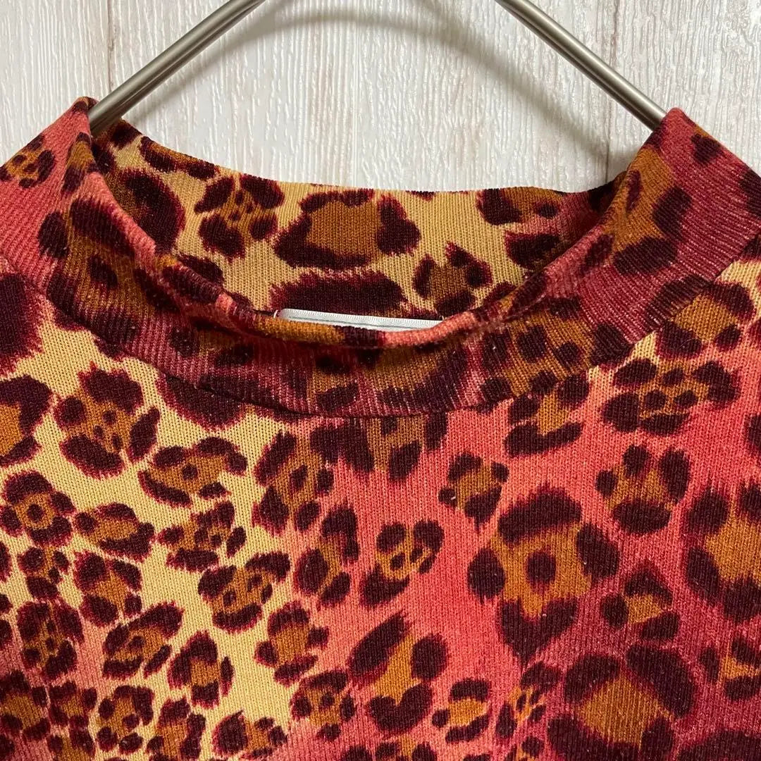 [TOMOMI] Total pattern leopard pattern mock neck cut -sew/Long sleeve spring/winter/Mrs.