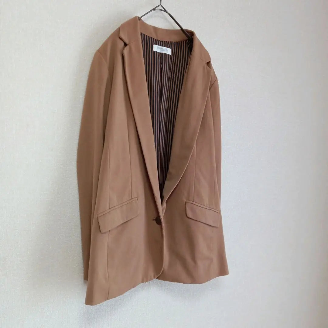 Chaqueta Entallada Cinema Club Single L Forro De Rayas Camel Elegante | シネマクラブ テーラードジャケット シングル Ｌ キャメル 裏地ストライプ 上品