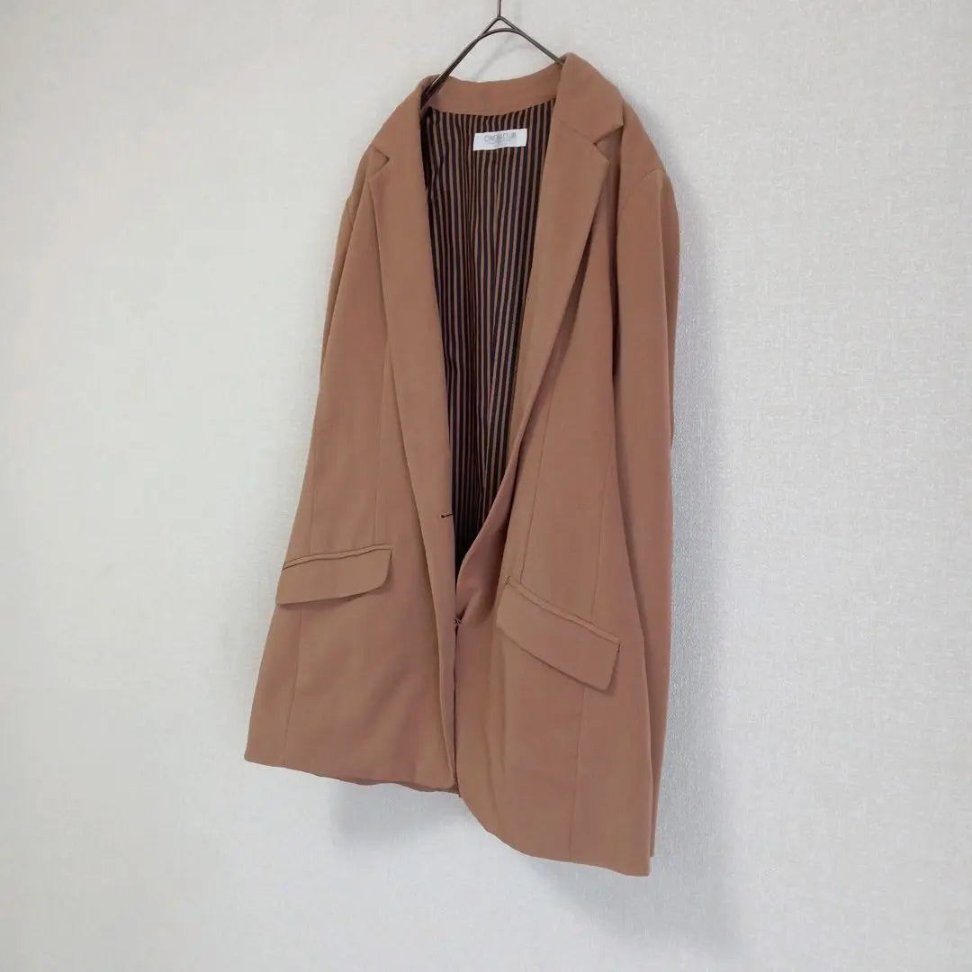 Chaqueta Entallada Cinema Club Single L Forro De Rayas Camel Elegante | シネマクラブ テーラードジャケット シングル Ｌ キャメル 裏地ストライプ 上品