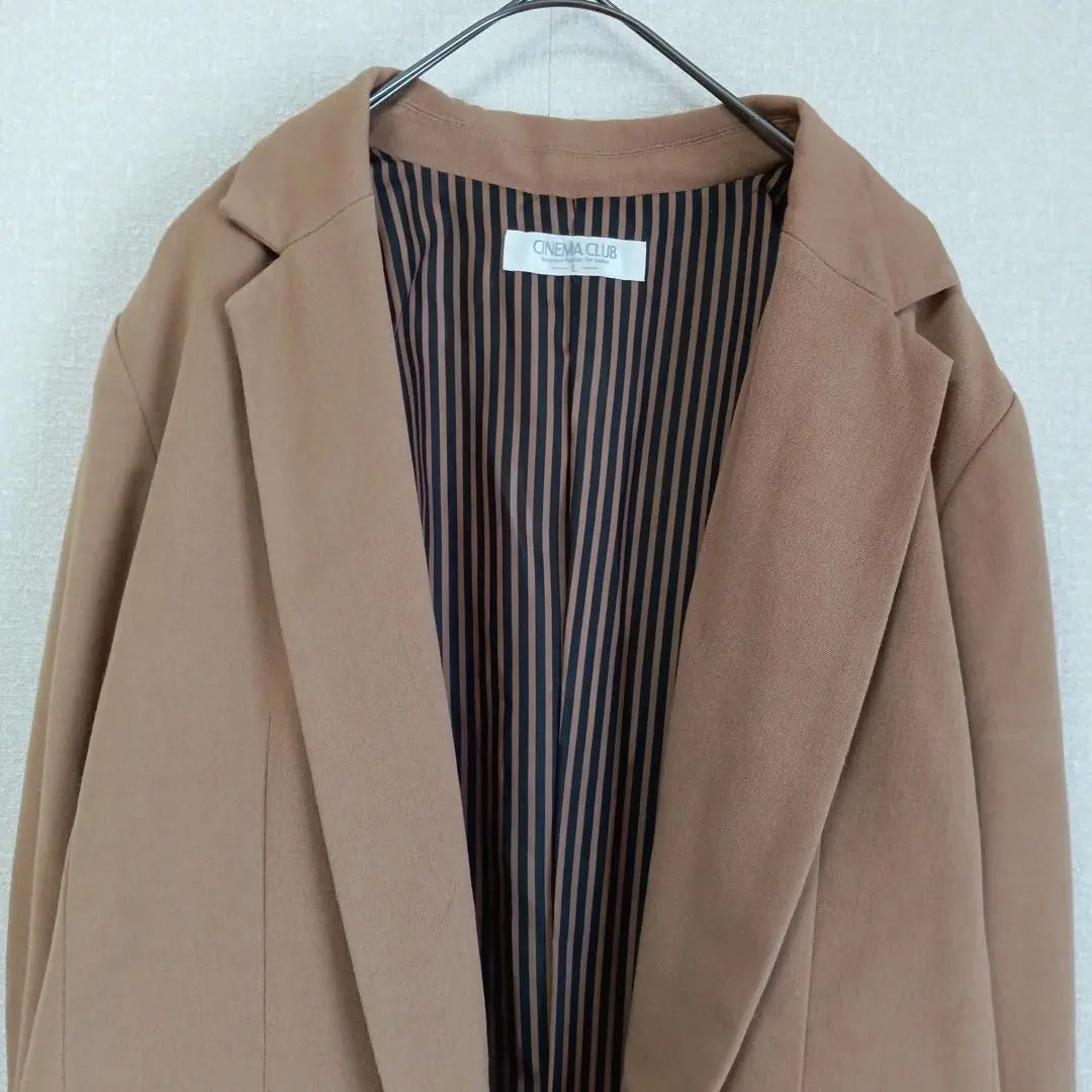 Chaqueta Entallada Cinema Club Single L Forro De Rayas Camel Elegante | シネマクラブ テーラードジャケット シングル Ｌ キャメル 裏地ストライプ 上品