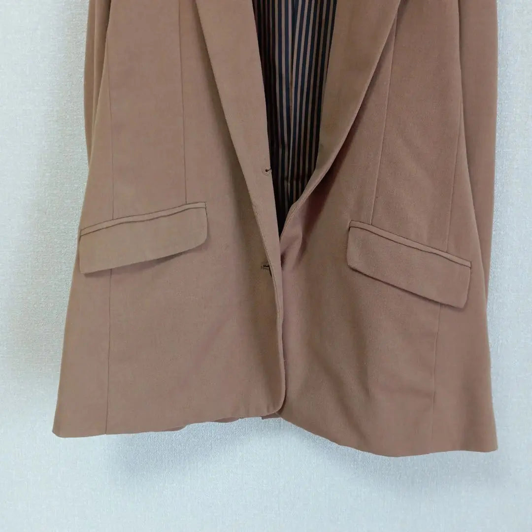 Chaqueta Entallada Cinema Club Single L Forro De Rayas Camel Elegante | シネマクラブ テーラードジャケット シングル Ｌ キャメル 裏地ストライプ 上品