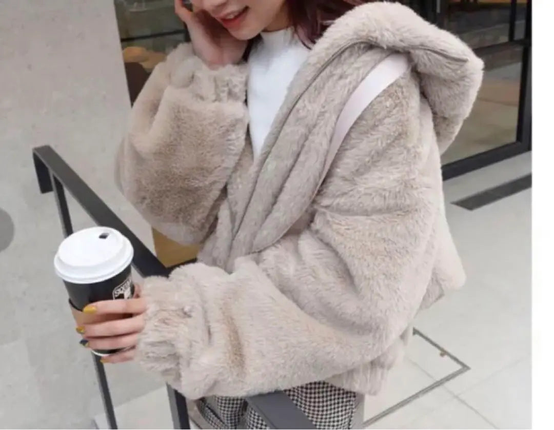 corners hooded boa blouson fur coat boa coat coat fur