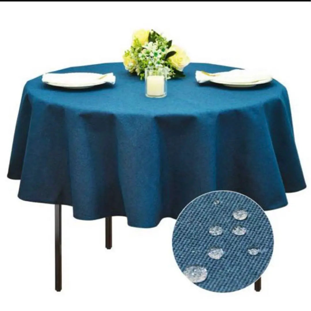 Tablecloth, Round, Nordic, Water-repellent, Diameter about 120cm, Plain, Dining Cover, Cloth