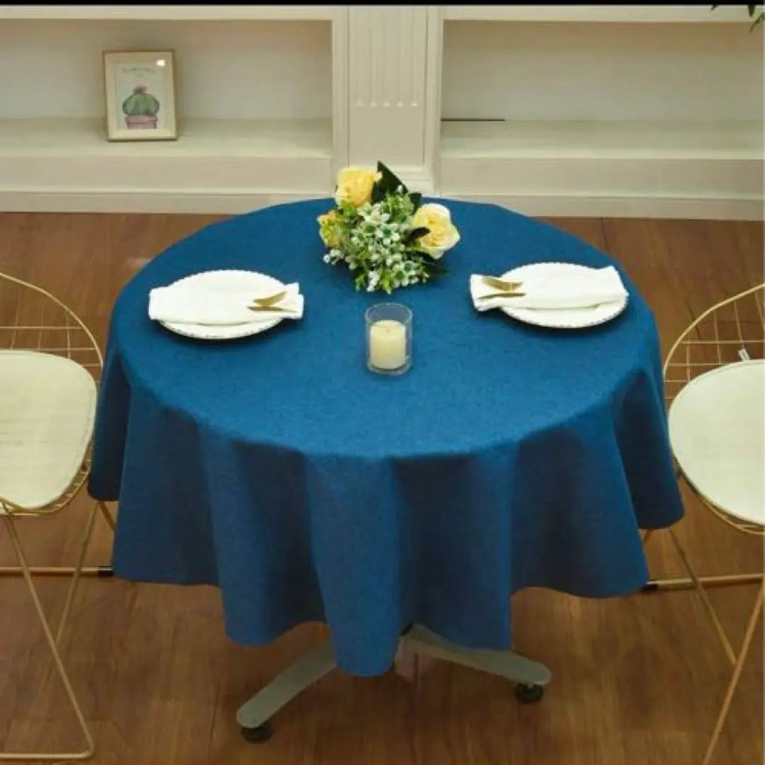 Tablecloth, Round, Nordic, Water-repellent, Diameter about 120cm, Plain, Dining Cover, Cloth