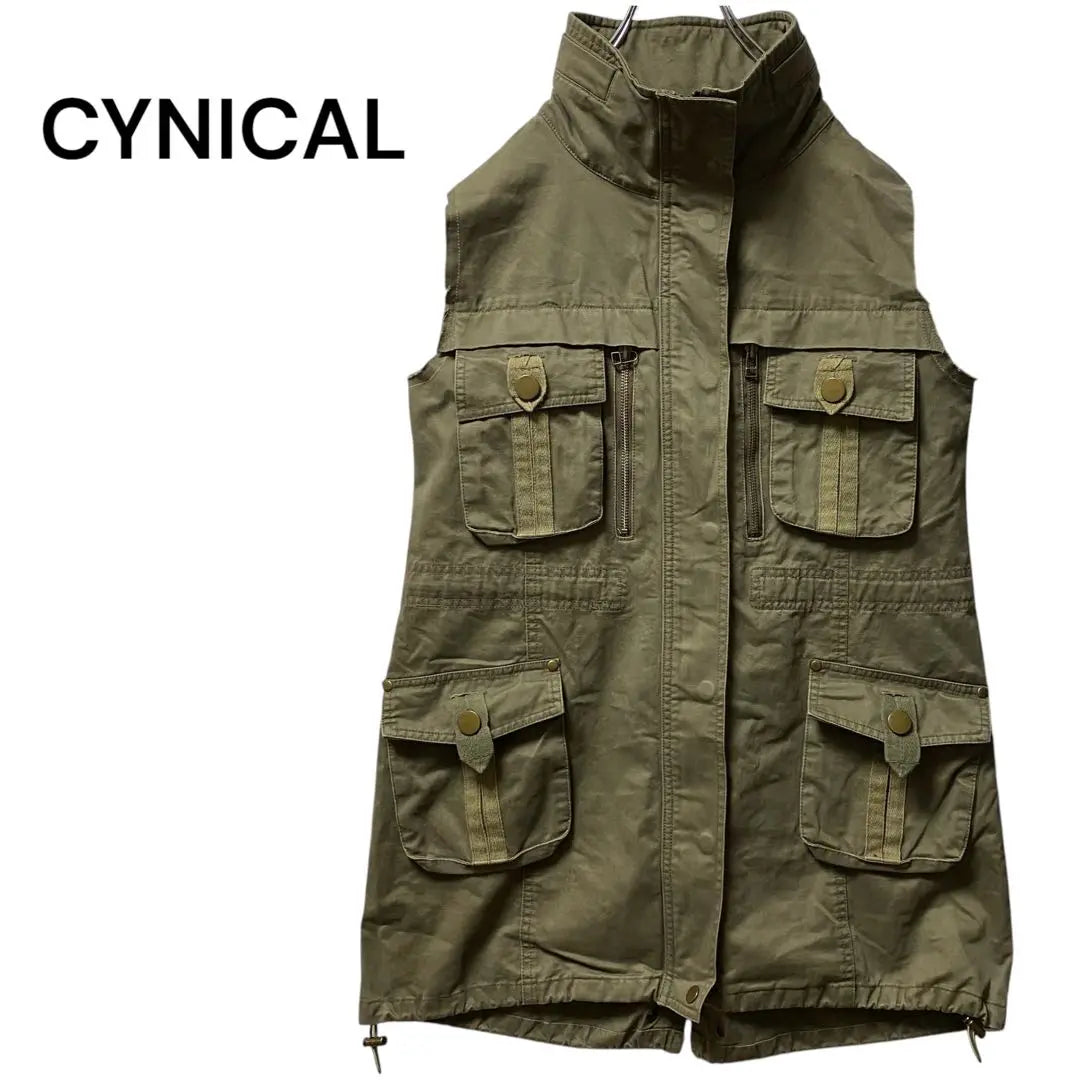 Cynical Outer Sleeveless M 100% Cotton Green Jacket