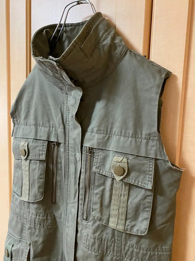 Cynical Outer Sleeveless M 100% Cotton Green Jacket