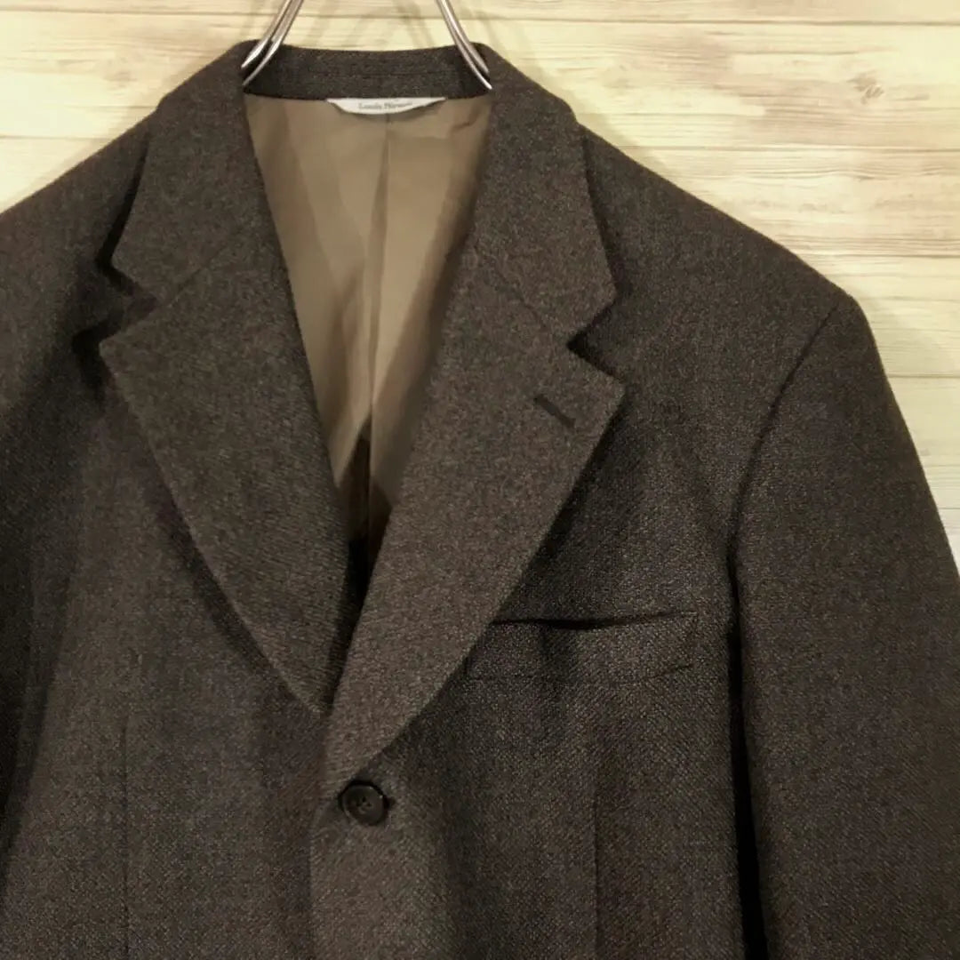 Good condition old clothes made in Japan Durban 3 button wool tweed tailored jacket brown XL