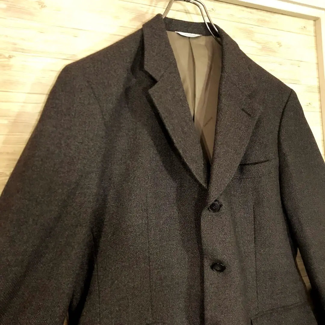 Good condition old clothes made in Japan Durban 3 button wool tweed tailored jacket brown XL