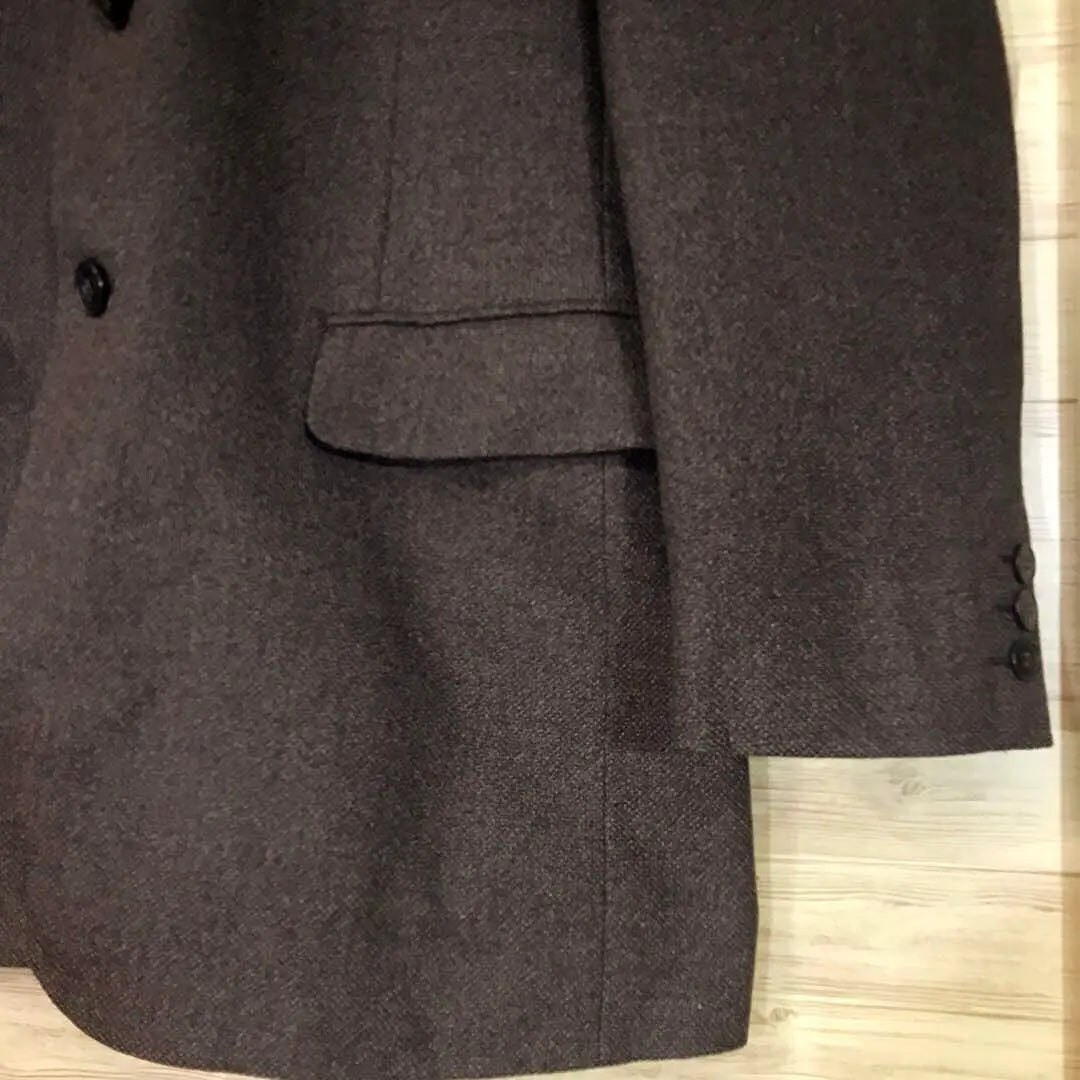 Good condition old clothes made in Japan Durban 3 button wool tweed tailored jacket brown XL