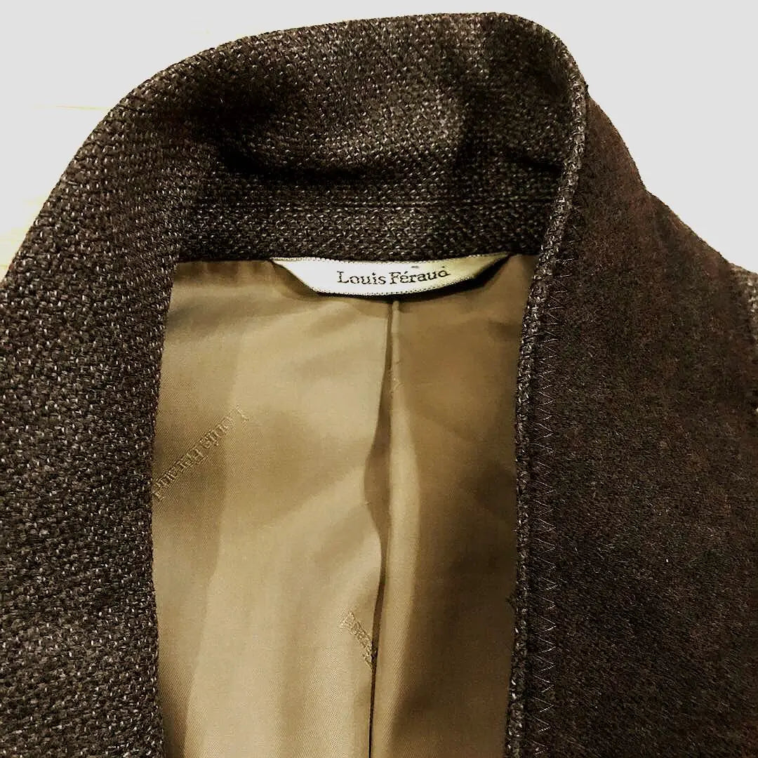 Good condition old clothes made in Japan Durban 3 button wool tweed tailored jacket brown XL