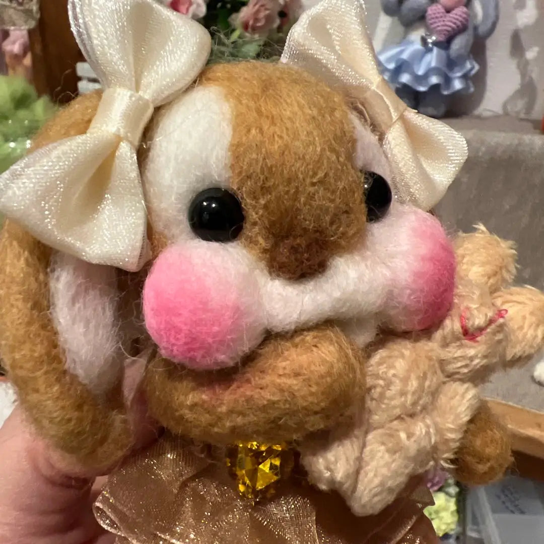 Wool Felt Chibi Rabbit DOLL Angel ☆ Caramel