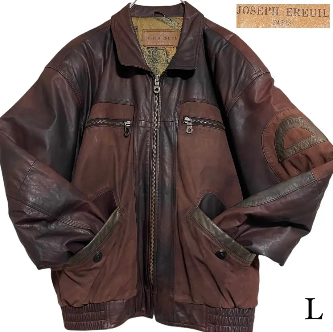 Special design [vintage] cowhide cow leather rider's jacket Bordeaux L