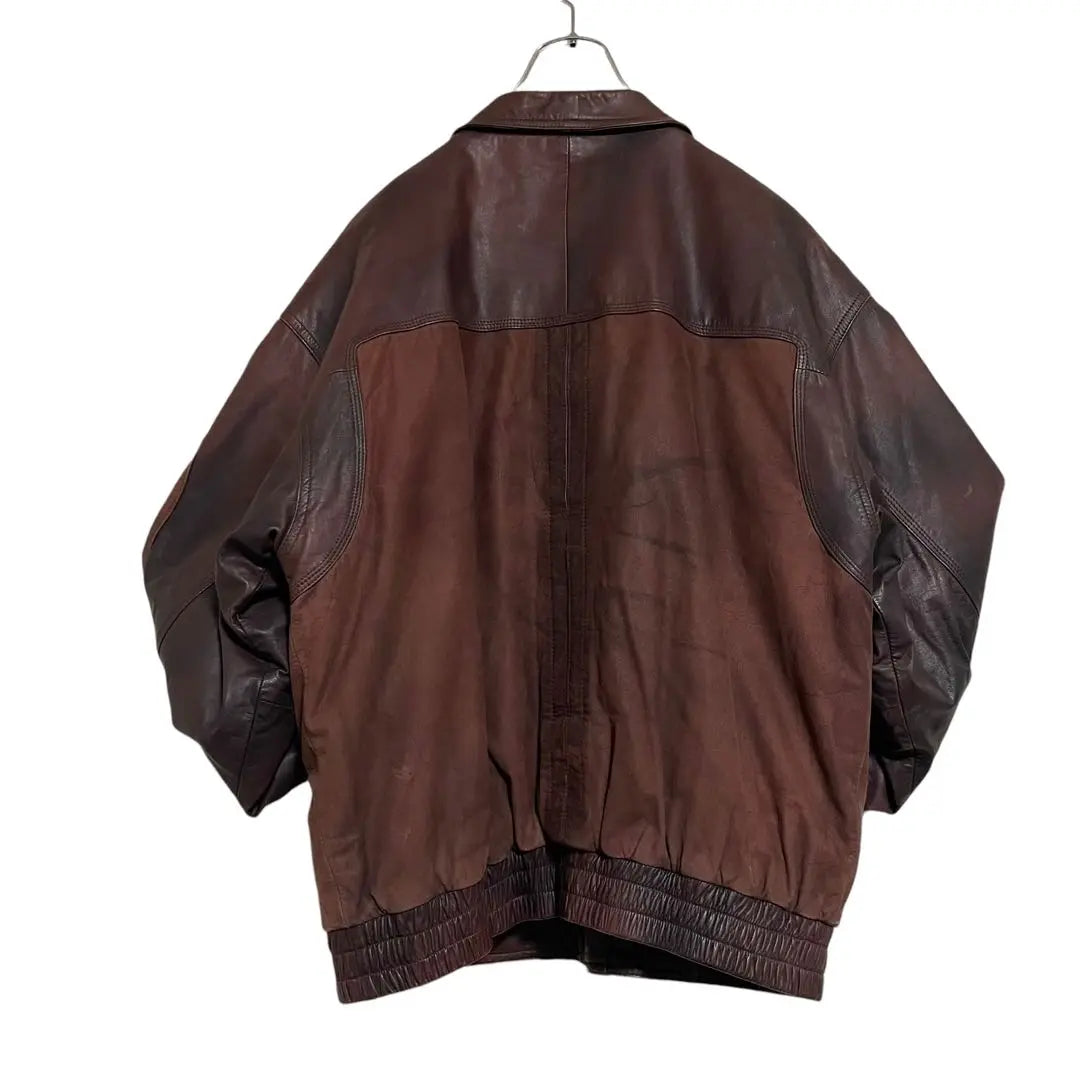 Special design [vintage] cowhide cow leather rider's jacket Bordeaux L