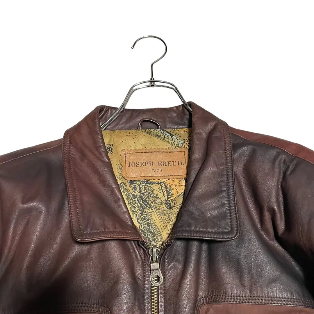 Special design [vintage] cowhide cow leather rider's jacket Bordeaux L