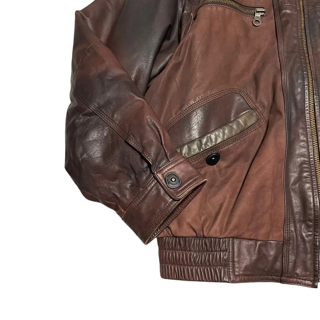 Special design [vintage] cowhide cow leather rider's jacket Bordeaux L