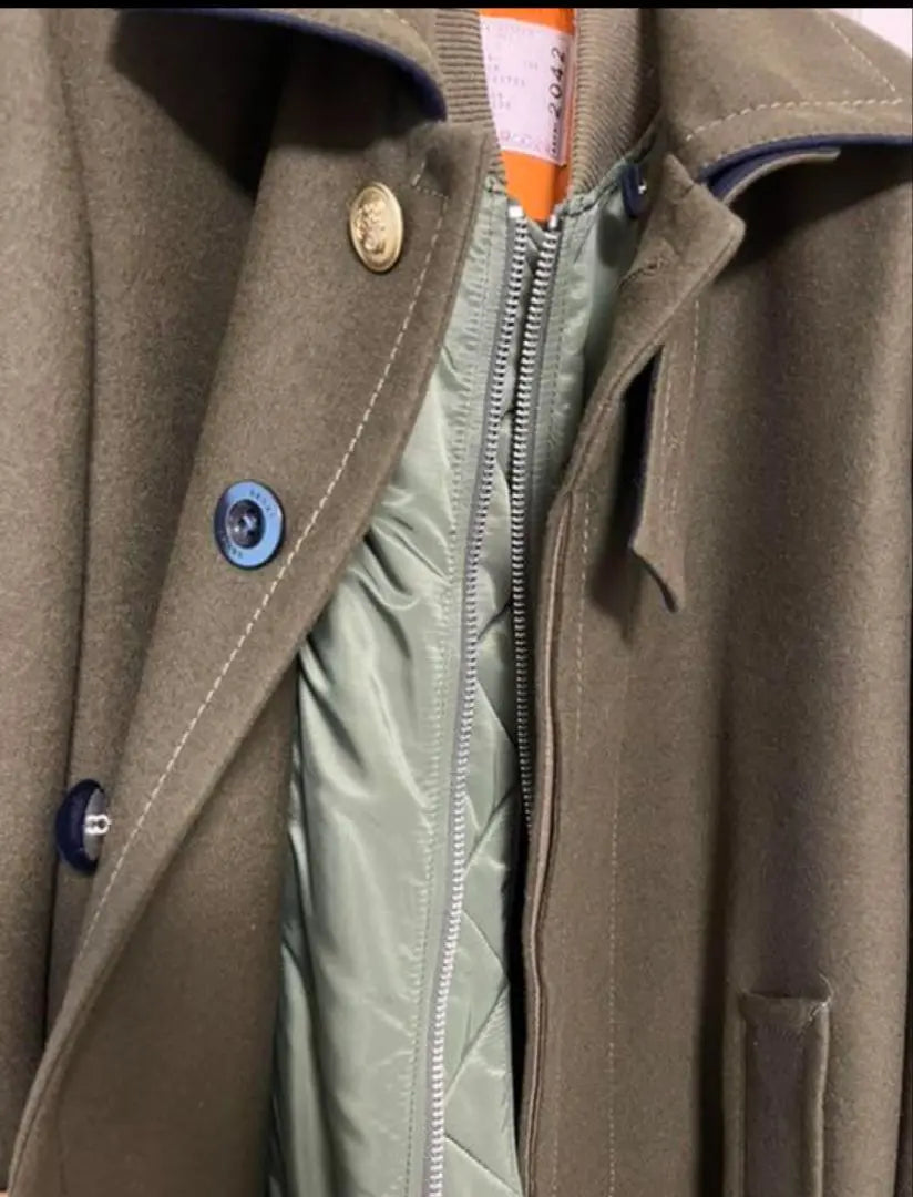 Winter sale! Good condition ☆ sacai 19aw Melton Wool Coat Khaki Size1