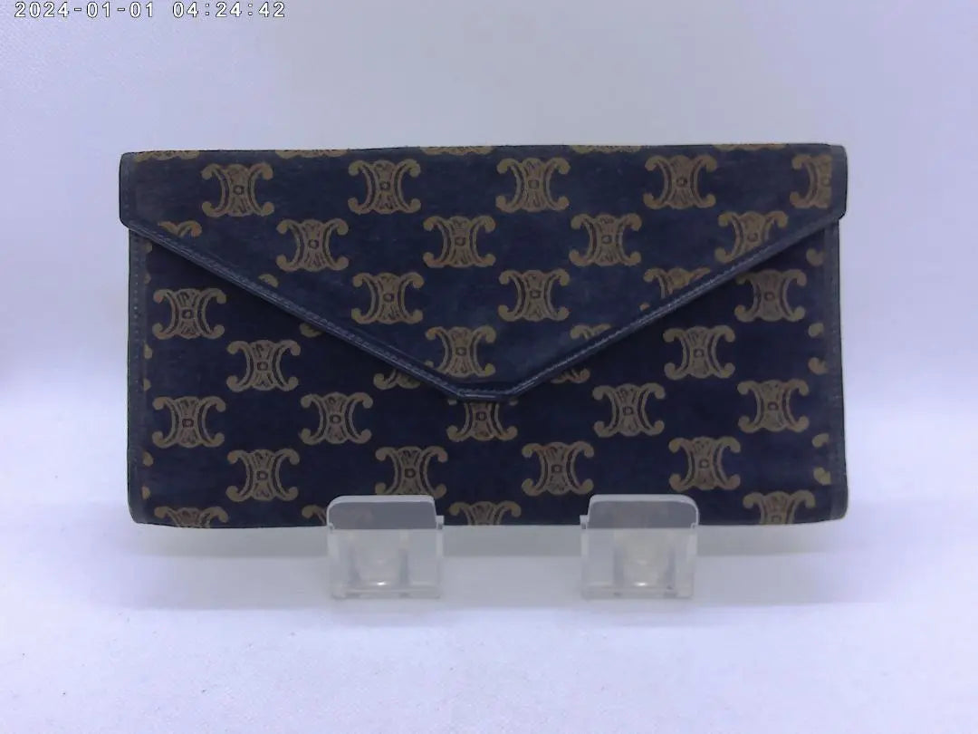 CELINE Macadam pattern long wallet suede material 690