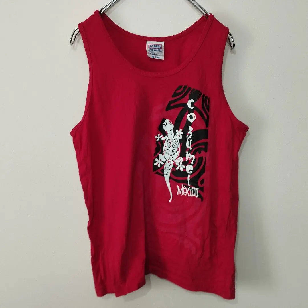 Camiseta sin mangas LEBEST de ropa vintage de EE. UU., lagarto M, color rojo