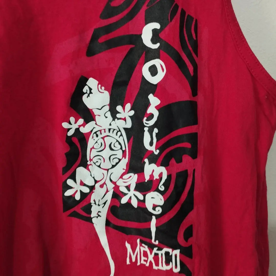 Camiseta sin mangas LEBEST de ropa vintage de EE. UU., lagarto M, color rojo