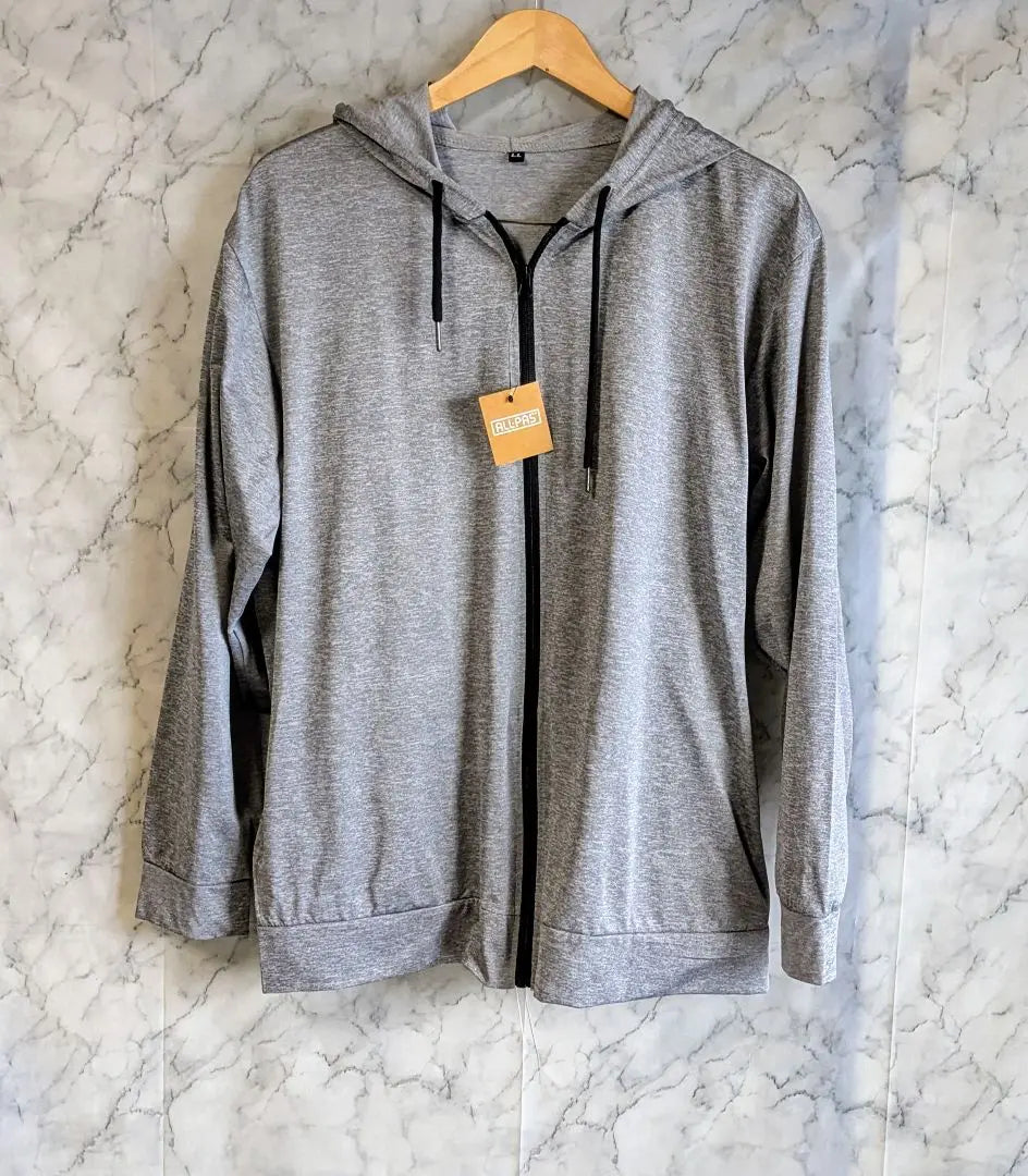 ALL・PAS Men's Long Sleeve Hooded Hoodie Gray Color LL Size New