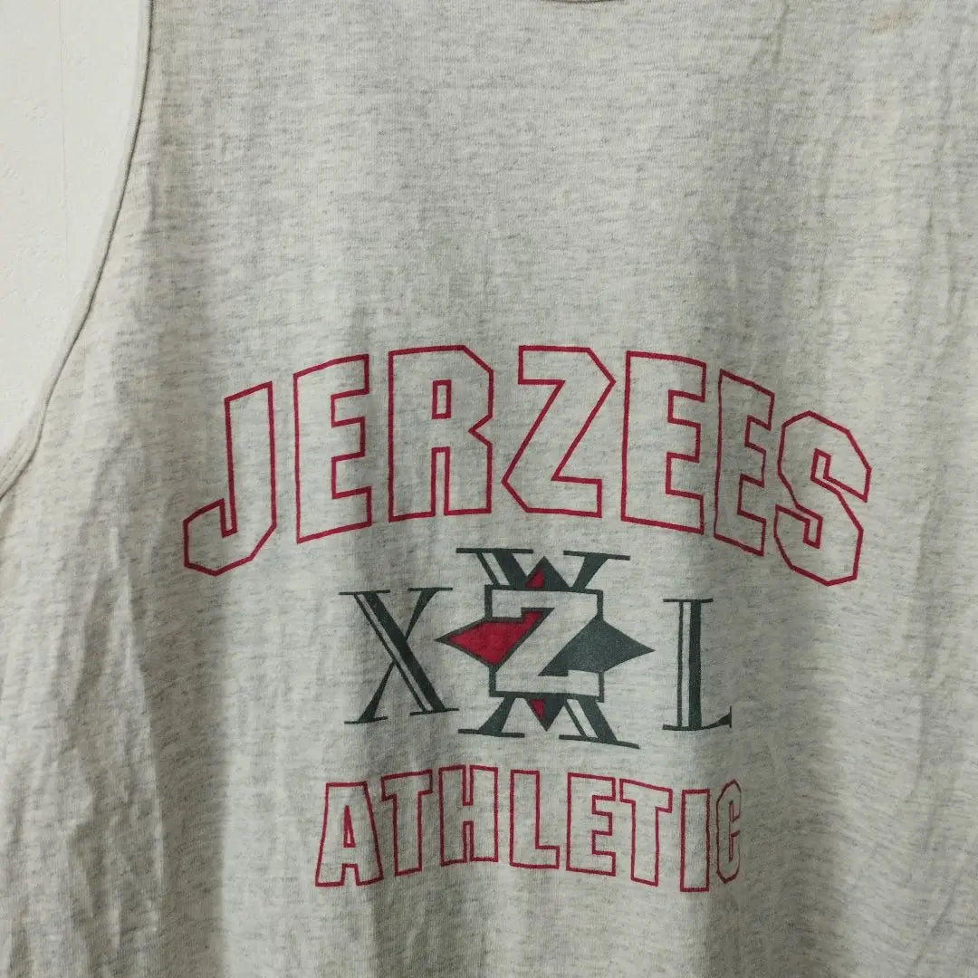 Camiseta sin mangas vintage JERZEES de fabricación estadounidense en color blanco roto, talla M, años 90