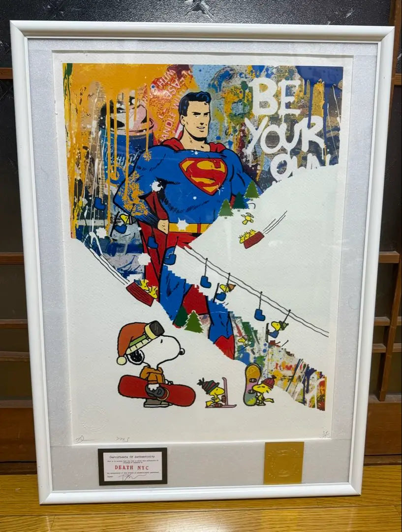 DEATH NYC Pop Art Current Art Snoopy Superman with frame