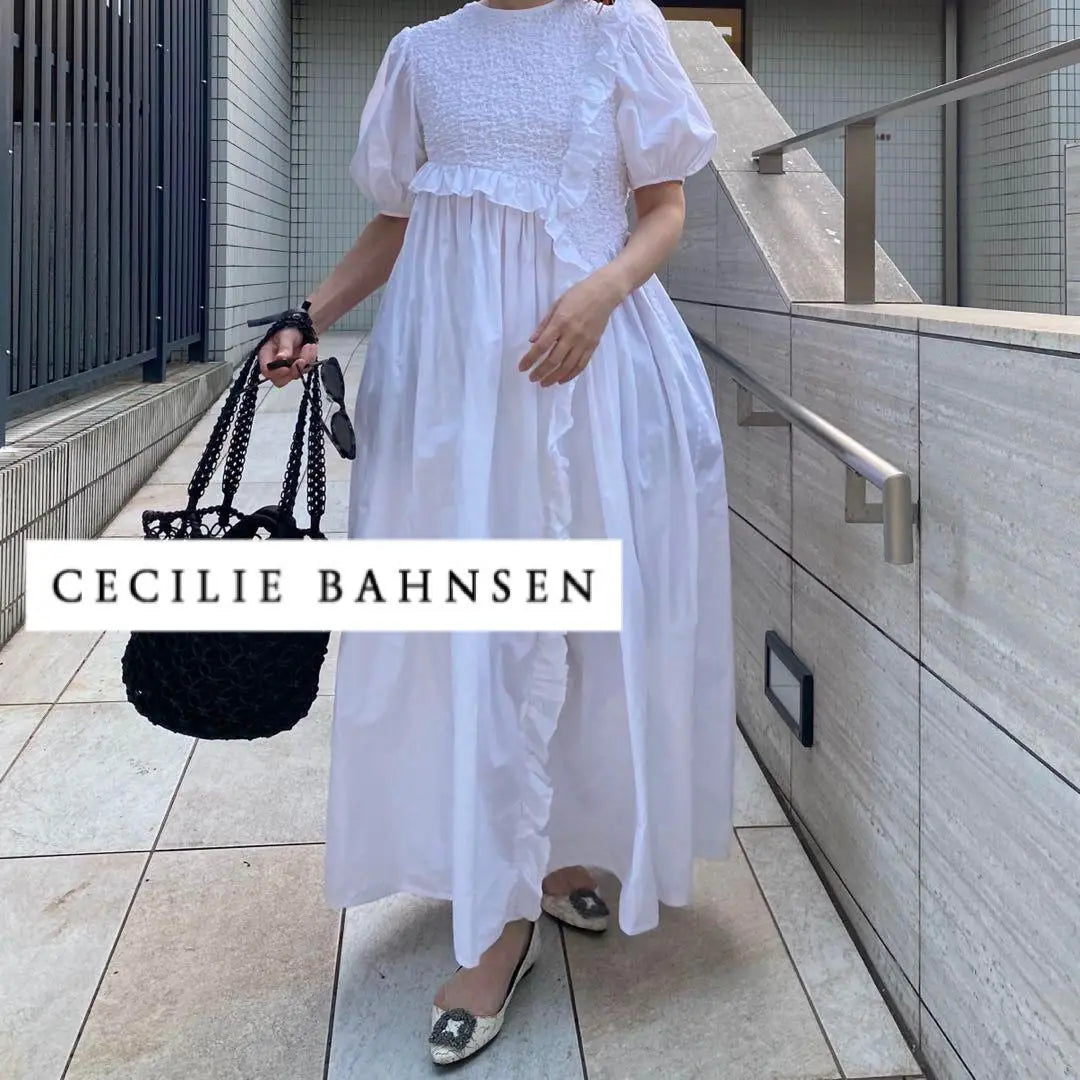 CECILIE BAHNSEN White Long One Piece KN110 | CECILIE BAHNSEN ホワイトロングワンピース　KN110