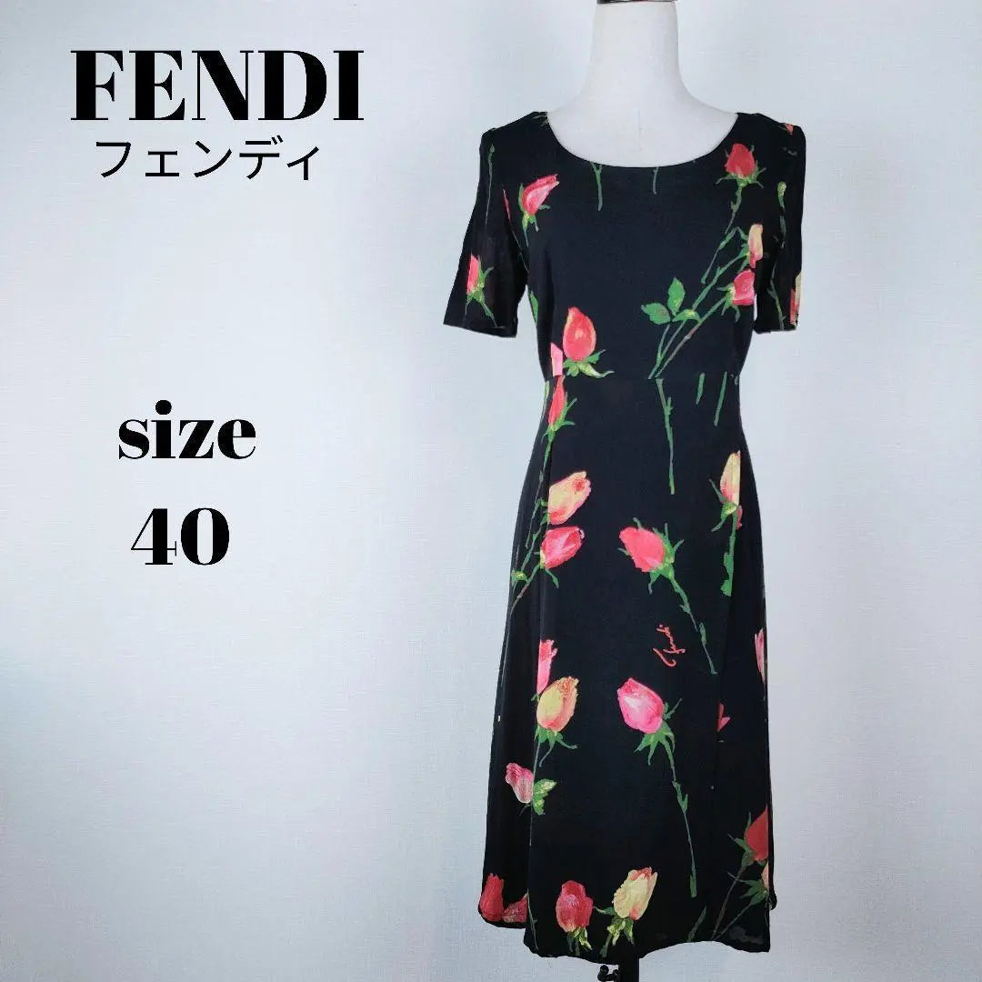 [a717] FENDI Good condition long dress 40 tulip