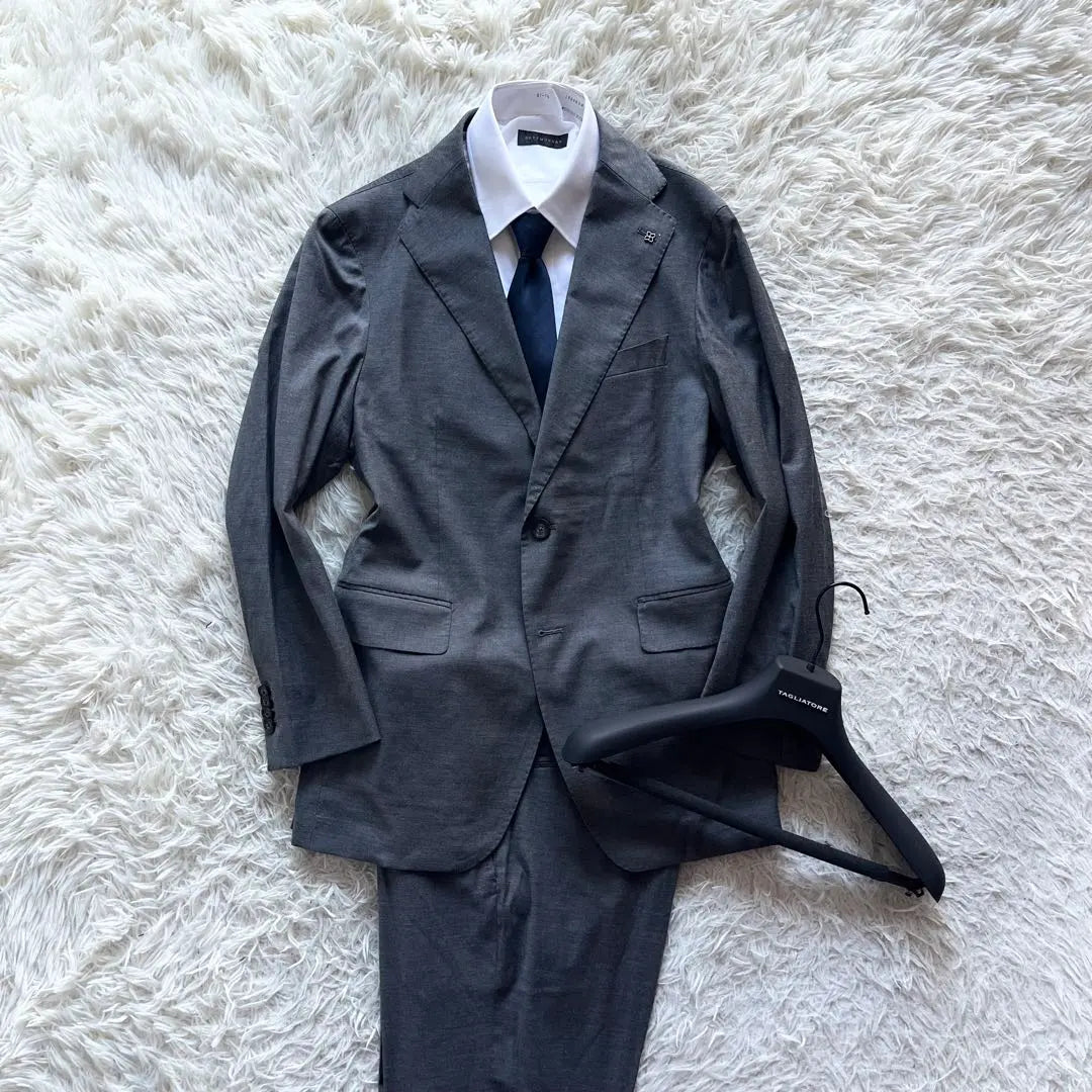 <Good condition>TAGLIATORE New Logo Gray Wool Suit Size 46