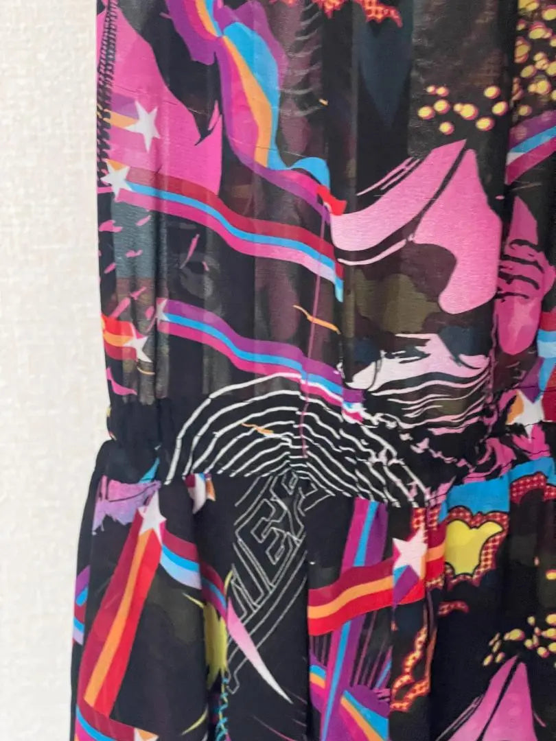 Beautiful condition Hysteric Glamour Tunic Dress Psychedelic All-over Pattern Ruffles Free