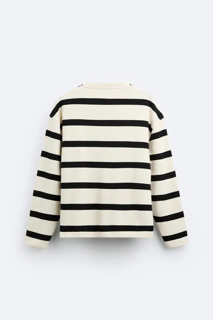 New tag ZARA Stripe Sweat Shirt Men's Border White