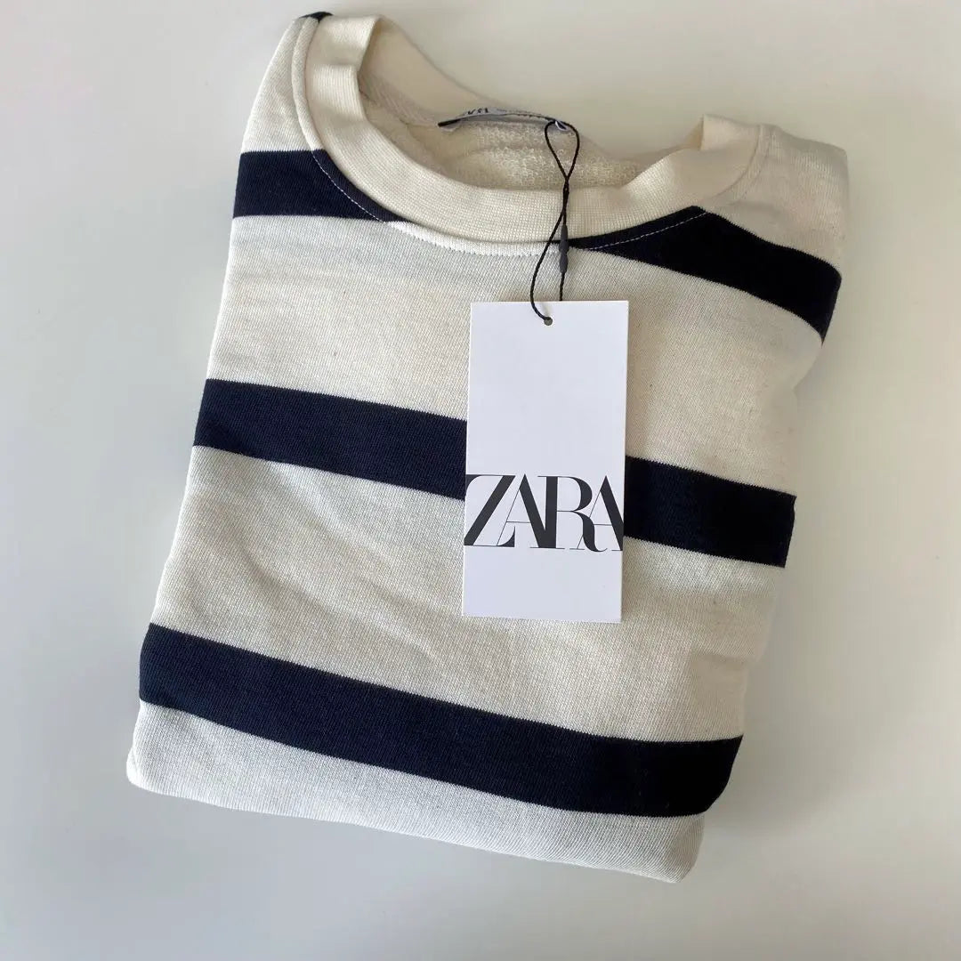 New tag ZARA Stripe Sweat Shirt Men's Border White