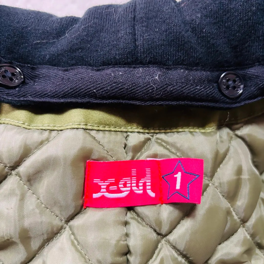 In good condition! X-Girl military style coach jacket khaki back print