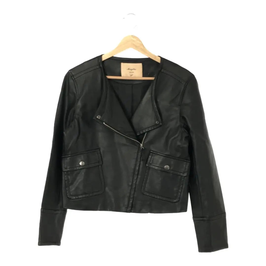 Hermoso artículo✨Marie Parr Fude Chaqueta de cuero Riders para mujer, color negro, talla S