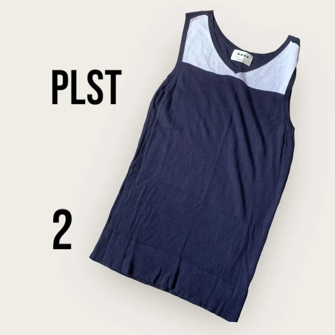 PLST thin knit best navy | PLST 薄手ニットベスト　ネイビー