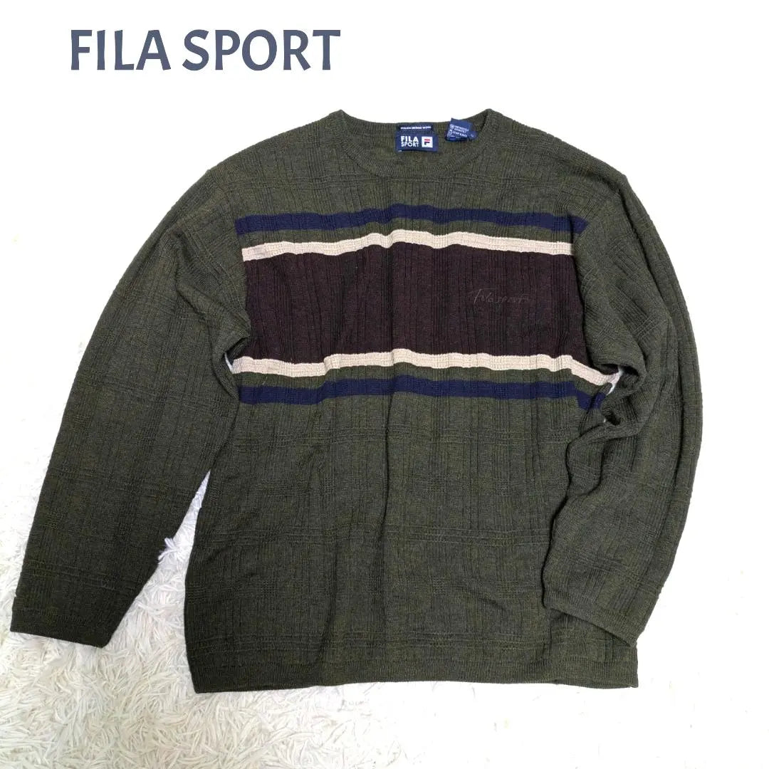 ✨Good condition✨FILA SPORT Crew neck knit 100% merino wool loose