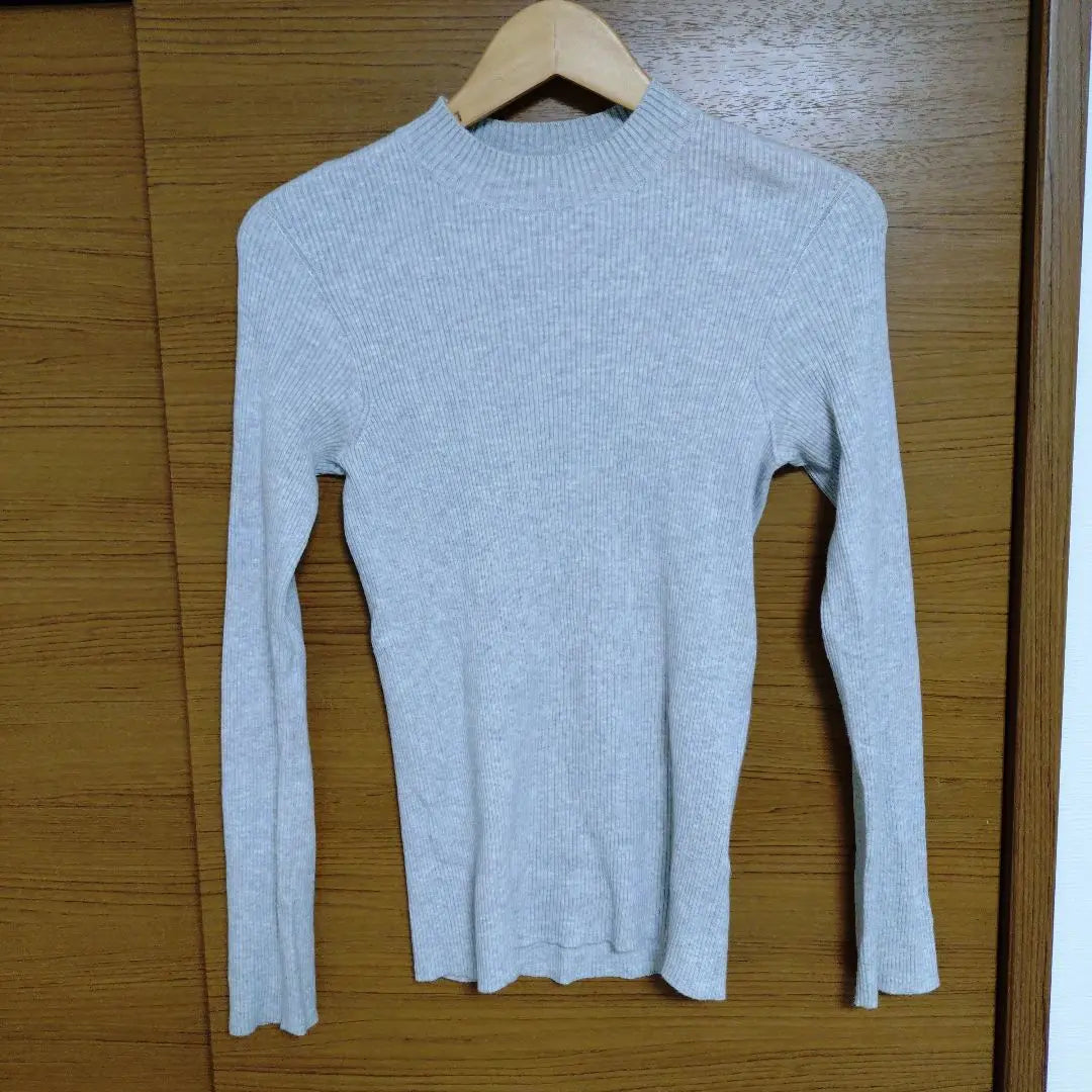 ■MACPHEE Grey Rib Knit Long Sleeve