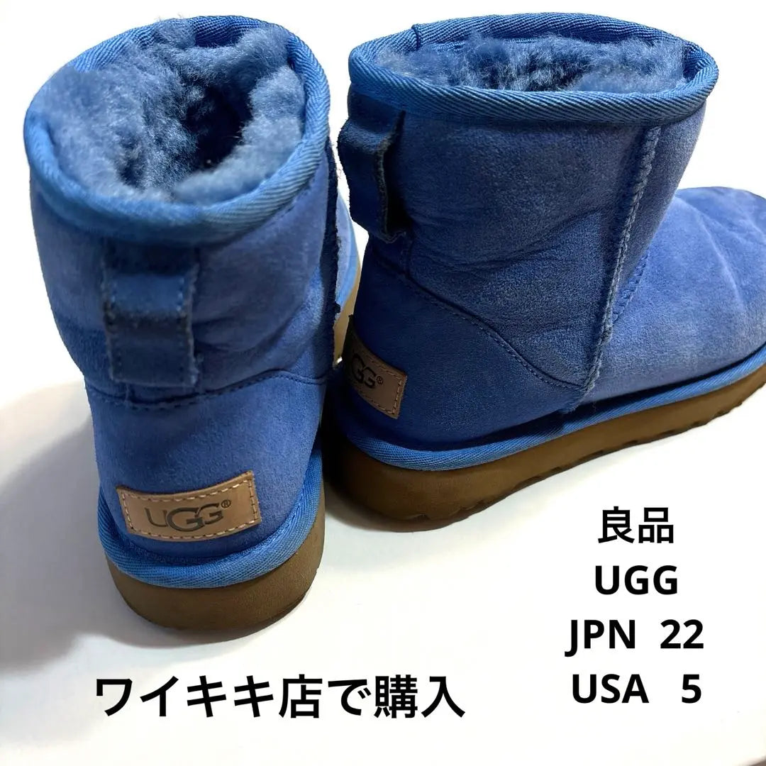 Botas de piel de oveja UGG con precio reducido, color azul, talla japonesa 22, talla americana 5