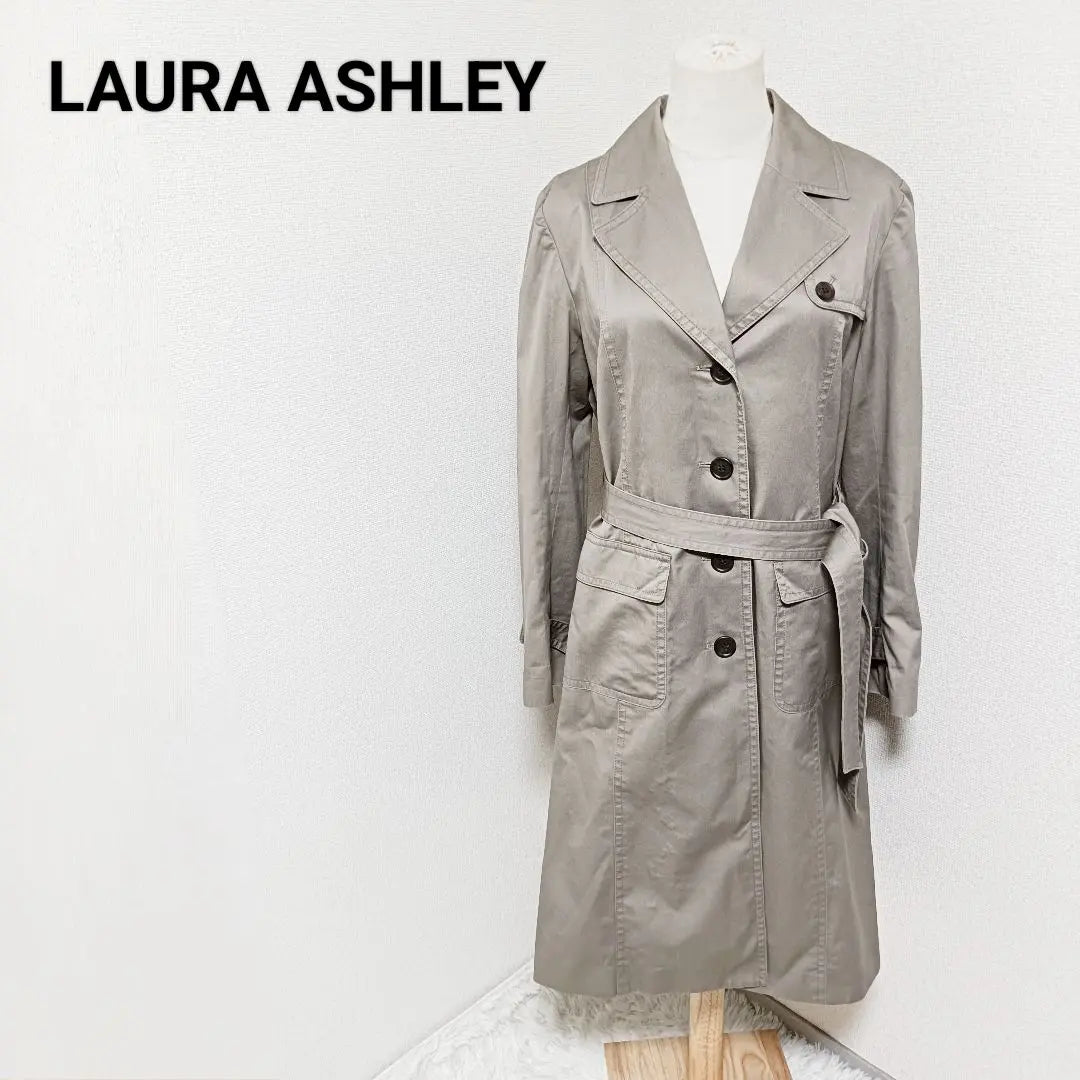 Laura Ashley Trench Coat Outerwear Gray Cotton 13