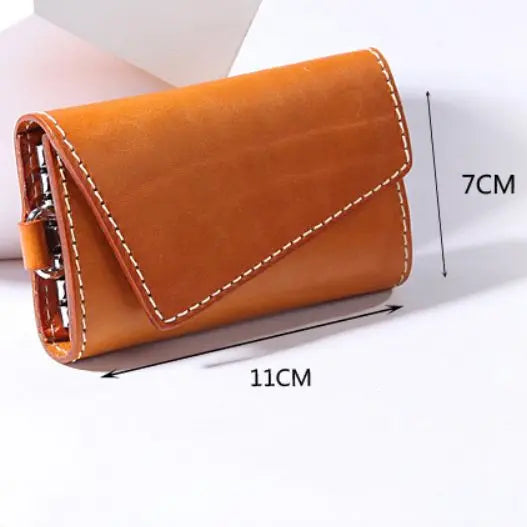 Key Case Leather Men's Women's Stylish Cute Brown Leather