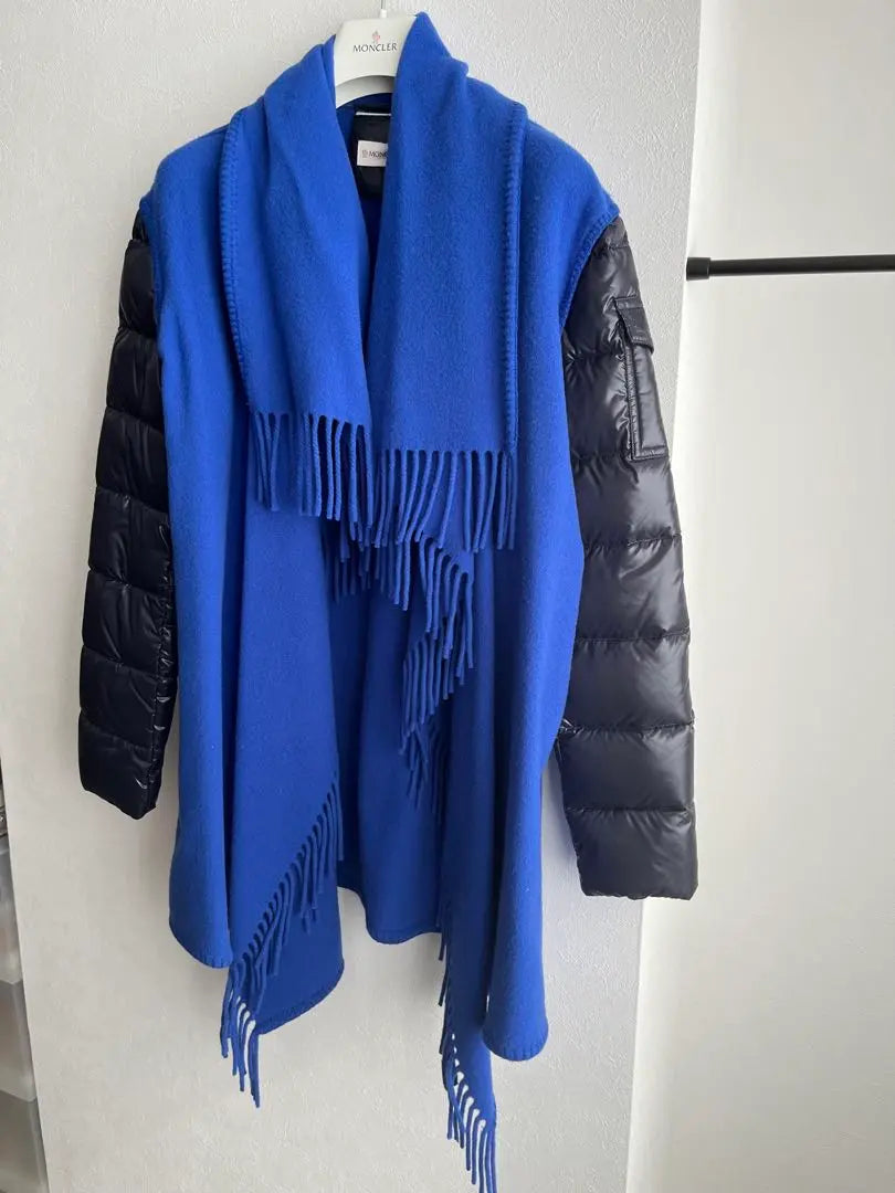 MONCLER MANTELLA Fringe Stole Down Coat Cape