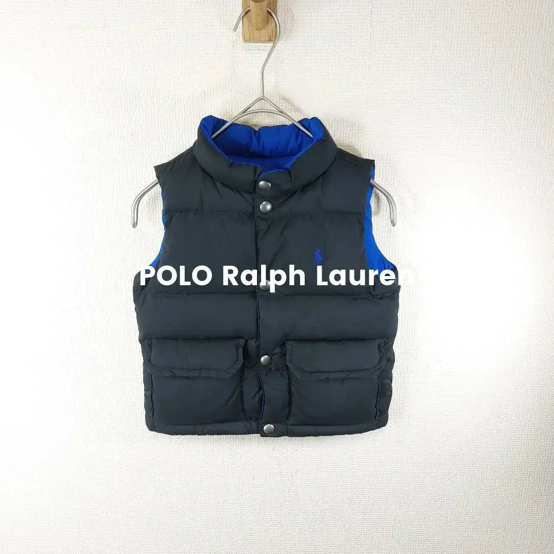 Chaleco de plumas reversible de Polo Ralph Lauren, negro y azul, talla 90